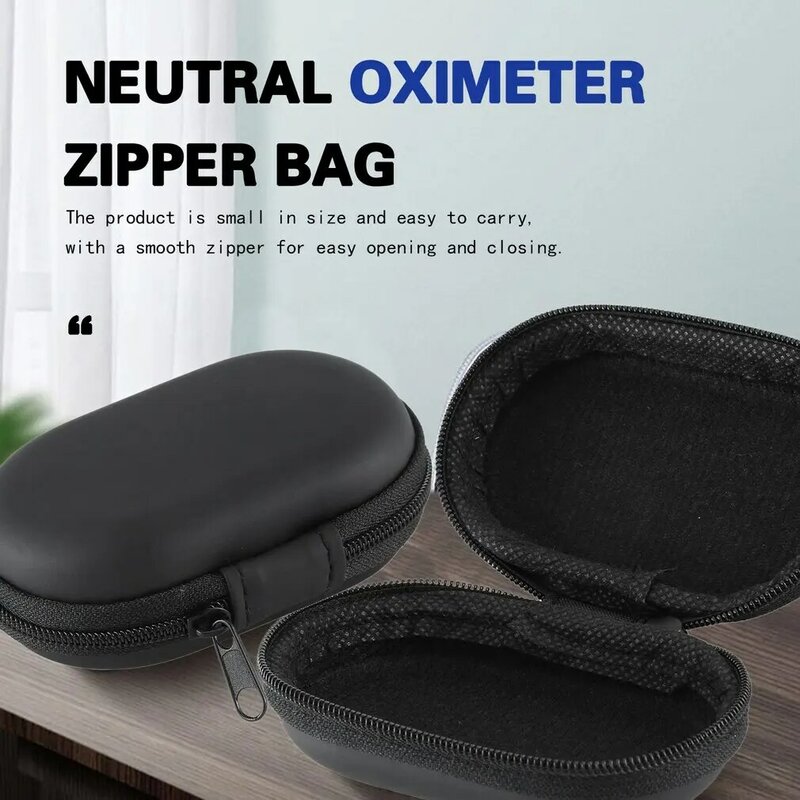 Oxímetro de pulso, bolsa de armazenamento para medição de oxigênio, caixa protetora com zíper, suporte resistente para oxímetro de dedo