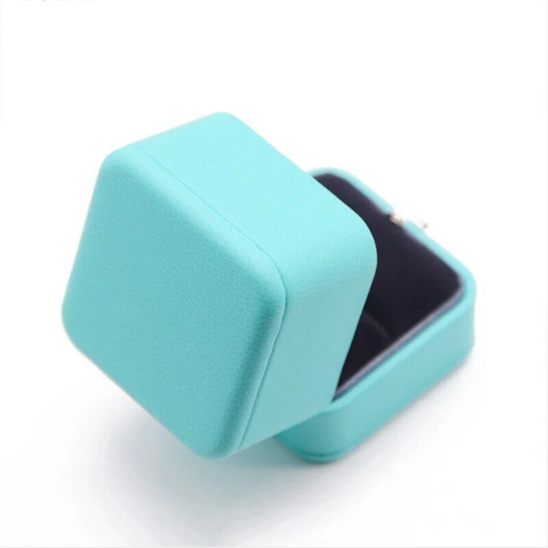 Romantic Blue Leather Jewelry Gift Box Ring Box Necklace Box Ring Packaging Storage Ring Organizer Marriage Proposal