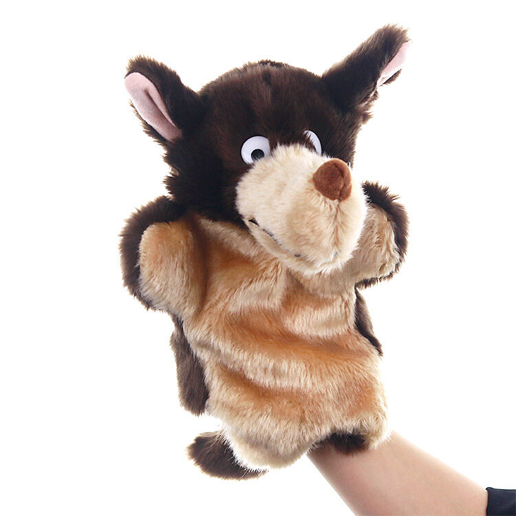 25cm zwierząt pluszowe pacynki miękka zabawka wilk krowa rekin wilk Bunny pluszowe lalek dzieci zabawki ręcznie lalek nadziewane zabawki na prezenty
