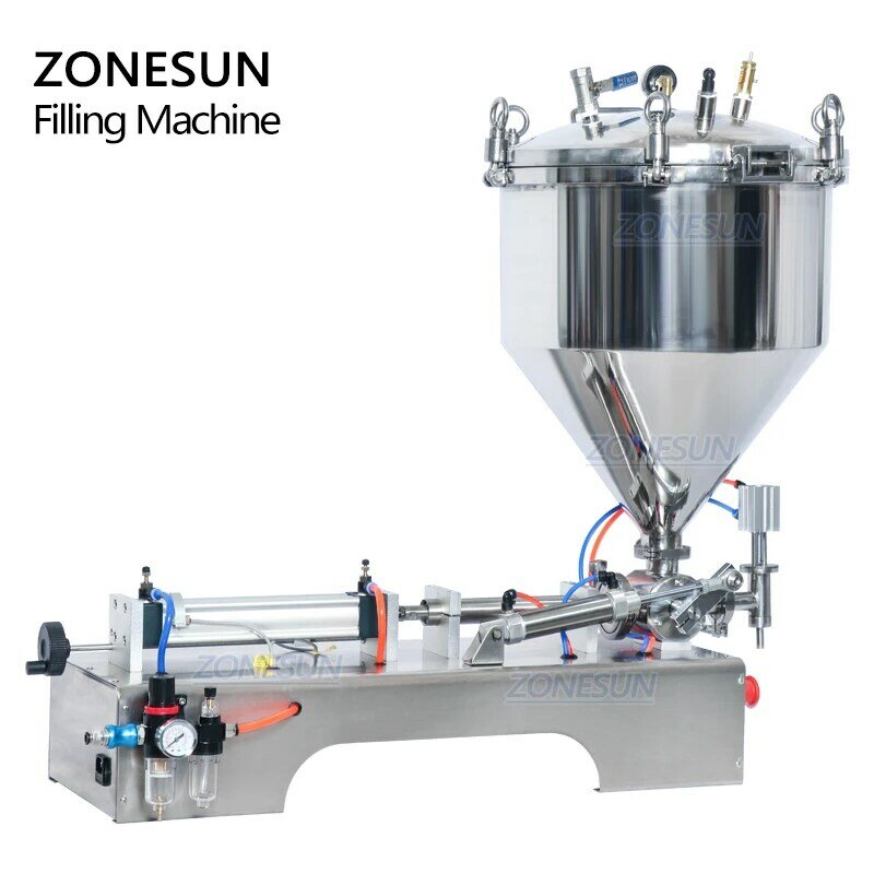 ZONESUN ZS-GTP1, пневматическая Толстая машина для розлива жидкости, 10-5000 мл, липкая бутылка для меда, напитки, пастообразный джем, бокал для магазина