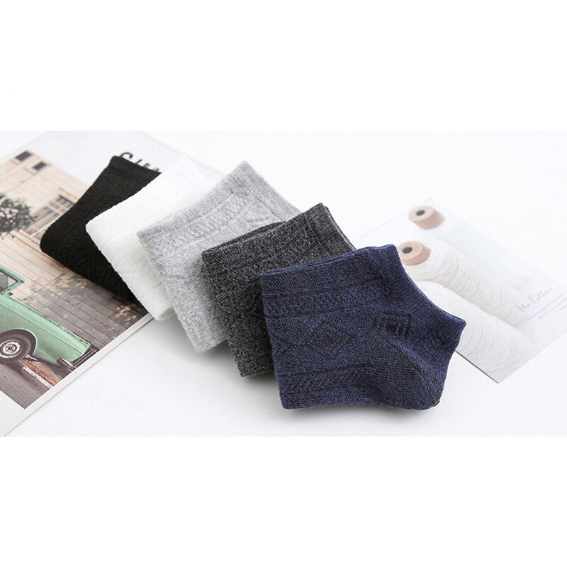 Chaussettes Courtes en Coton pour Homme, 2 Paires, en Maille, Respirantes, Confortables, Solides, Décontractées