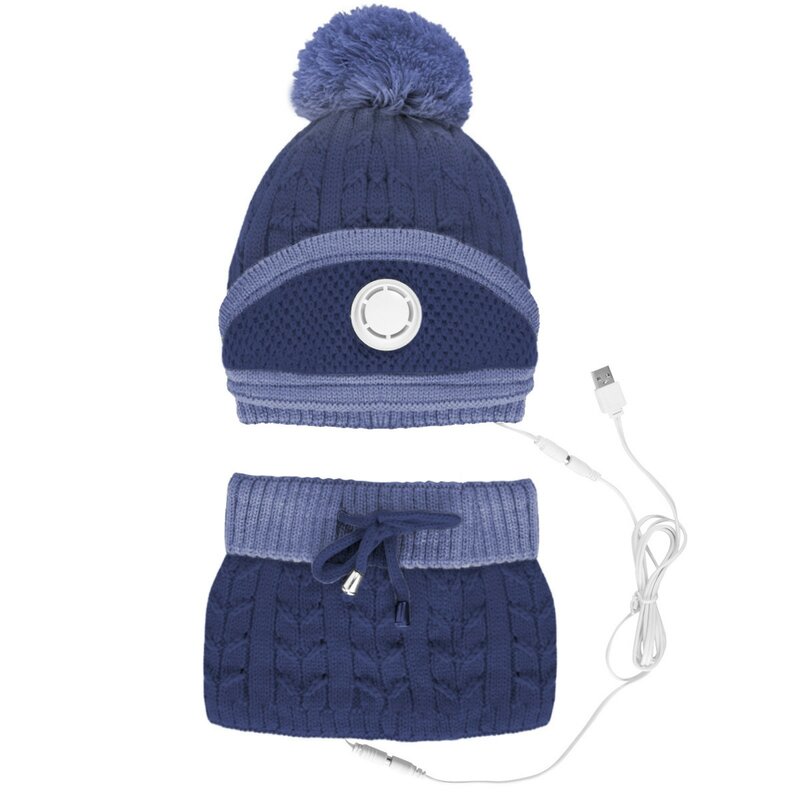 Chapeau tricoté chauffant USB pour femme, écharpe, cache-cou, bonnet molletonné, chaud, molletonné, l x 5, collection hiver 2022