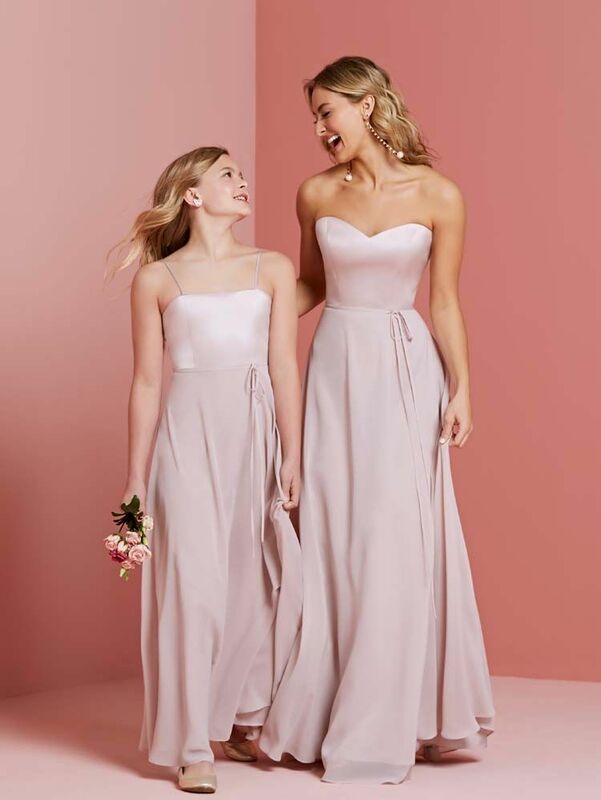 Elegant Cheap Junior Bridesmaid Dresses Under 50 A-line Spaghetti Straps Floor Length Chiffon Long Wedding Party Dresses