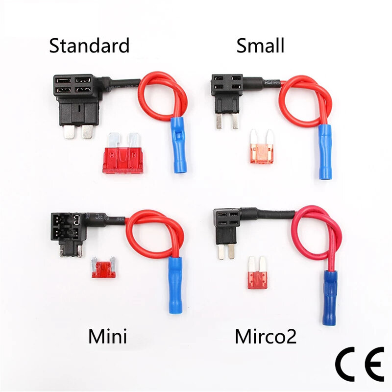 12V Zekering Houder Add-A-Circuit Tap Adapter Micro2 Mini Kleine Standaard Atm Apm Blade Auto Zekering met Houder Met 10A Blade Auto Zekering