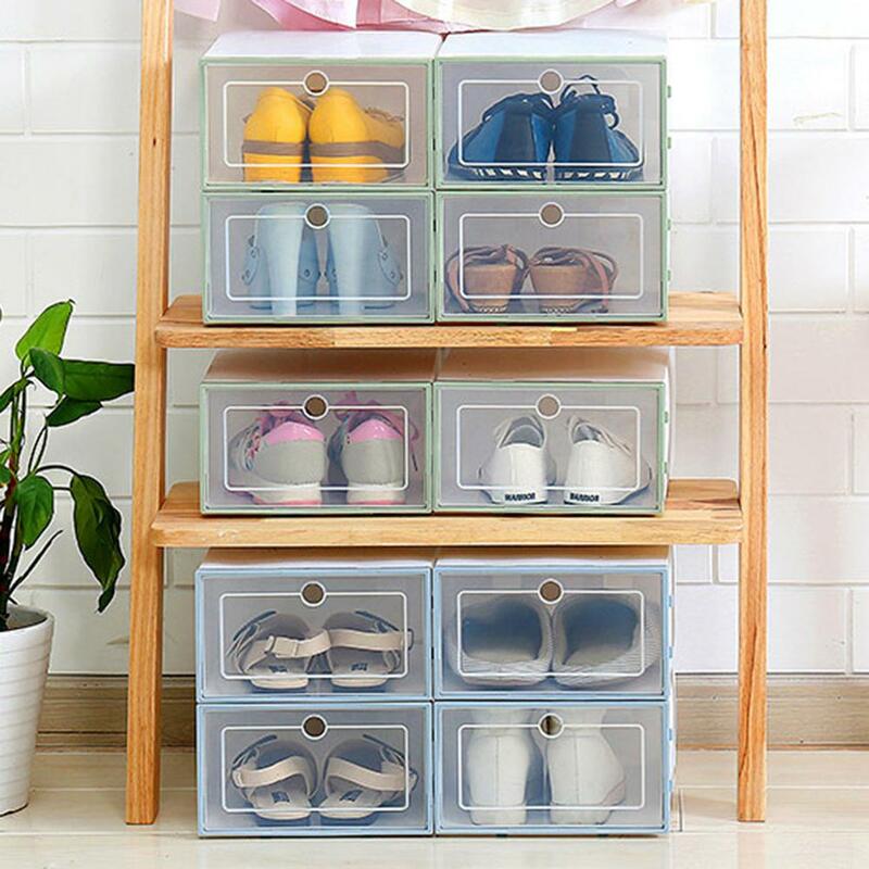 현대 스포츠 신발 상자 쌓을 수있는 방진 투명한 플립 타입 신발 스토리지 컨테이너 상자 주최자 신발 디스플레이 스탠드