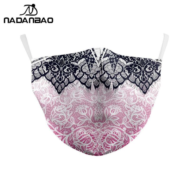 NADANBAO-Masque facial imprimé floral pour femmes, lavable et réutilisable, en tissu, à la mode