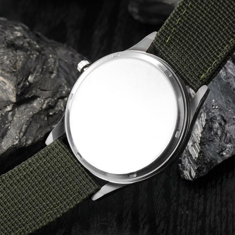 Reloj de pulsera deportivo de cuarzo para hombre, cronógrafo analógico con correa de lona y fecha, estilo militar, calendario, regalo
