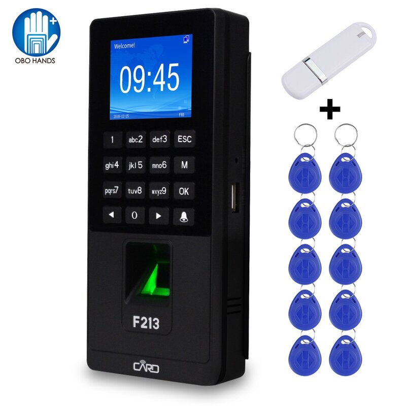 ลายนิ้วมือ Biometric Access Control Keypad รหัสผ่านเข้าร่วมประชุมเวลา RFID เครื่องสนับสนุน TCP/IP เครือข่าย USB พนักงาน Check-In