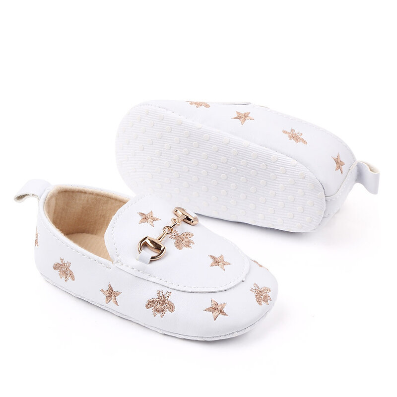 Neugeborenes Baby Schuhe für 1 Jahr Schuhe mit Bienen Sterne Infant Casual Faulenzer Kleinkind Weiche Sohle Mokassins Cartoon Puppe geschenke
