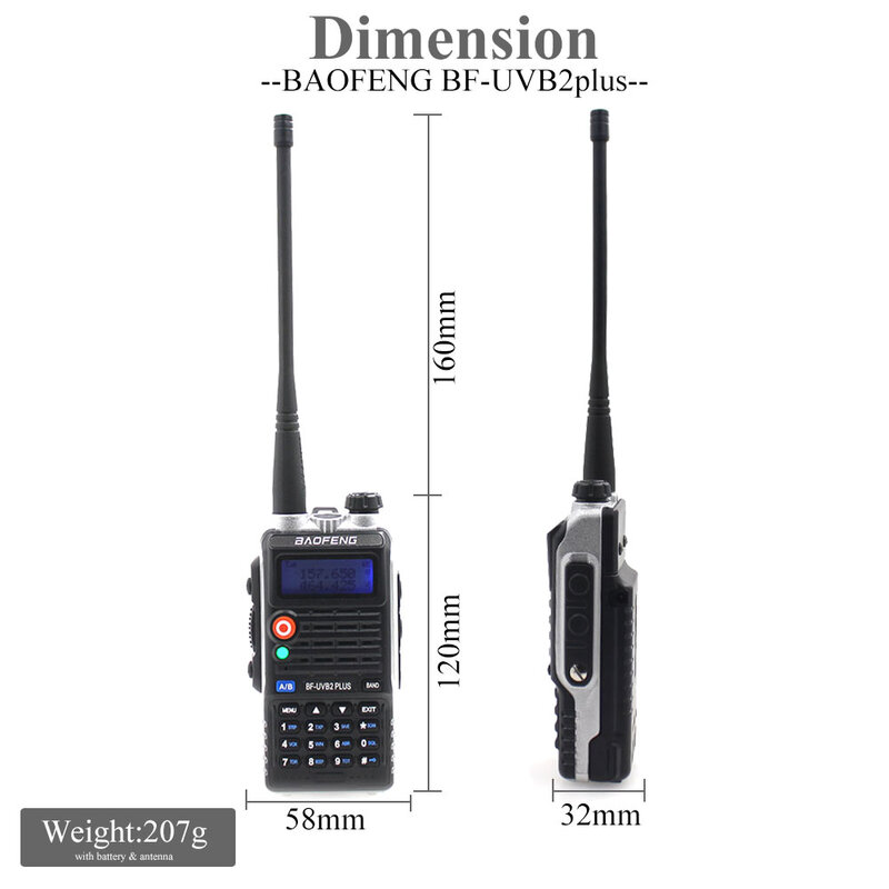 Baofeng-walkie-talkie UV-B2Plus de doble banda, Radio de dos vías, transceptor de Radio Amateur, 8W, 136-174MHz, 400-520mhz, 4800mah