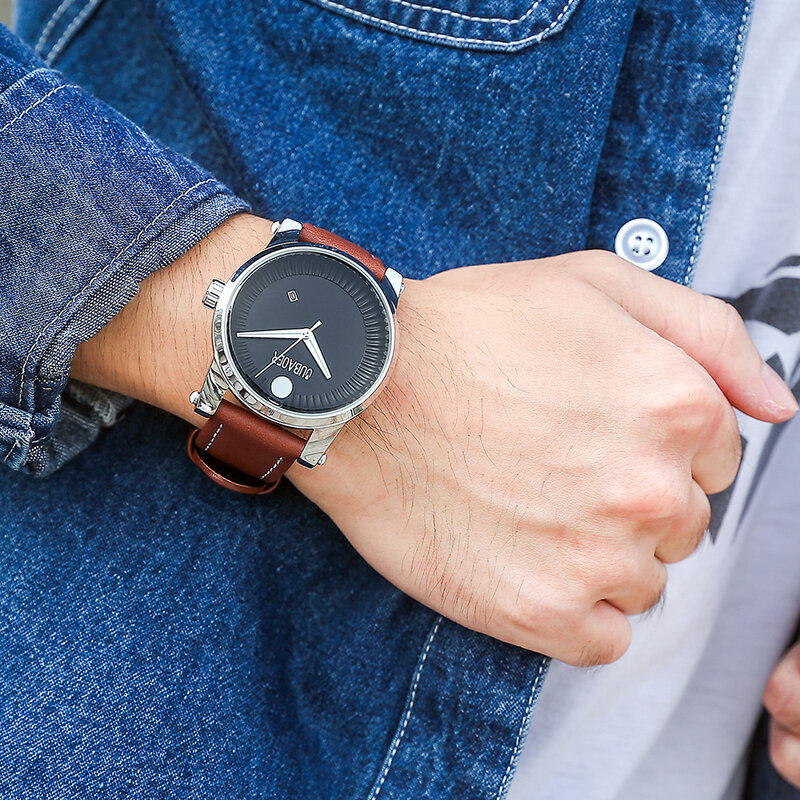 2023 marca OUBAOER orologi da uomo cronografo al quarzo orologio da polso Casual in pelle orologi creativi di lusso Relogio Masculino
