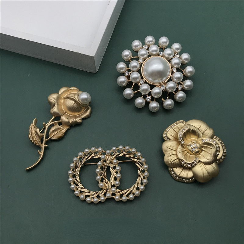 Strass completo barroco duplo círculo broche de alta qualidade moda feminina jóias pinos feitos à mão metal marca broche