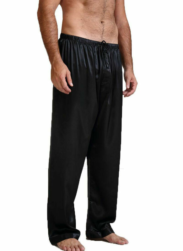 Новый Для мужчин шелковый атлас пижамы низ однотонная свободная Пижама, сексуальное нижнее белье, пижамные брюки для отдыха Ночная рубашка; одежда для сна, штаны