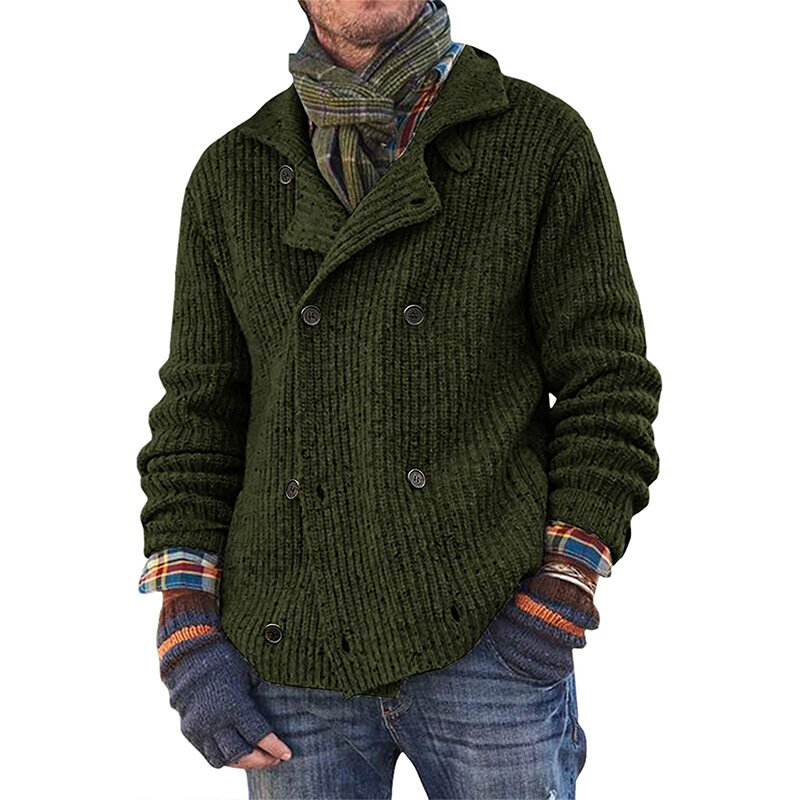 2021 Winter Herbst Männer Einfarbig Gestrickte Pullover Tasten Strickjacke Warme Jacke Mantel
