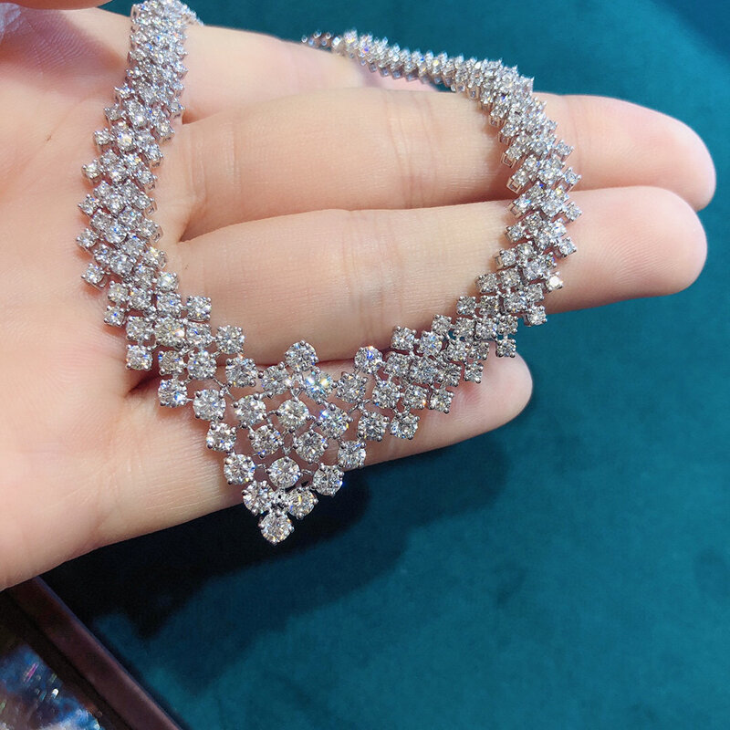 Aazuo 18k original Weißgold echter Diamant 10,0 ct Luxus große Halskette für Frauen Hochzeit Glieder kette au750 begabt