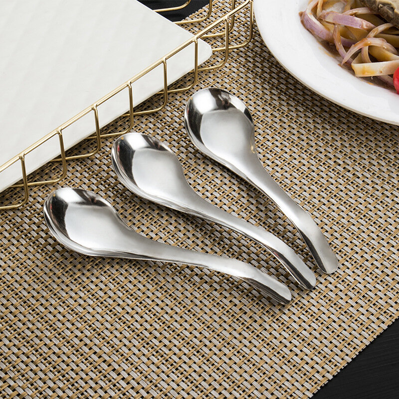 16.7*4.8*0.1cm Soup Spoon Stainless Steel Table Dinner Spoon With Long Handle Restaurant Kitchen Serving Spoon Set