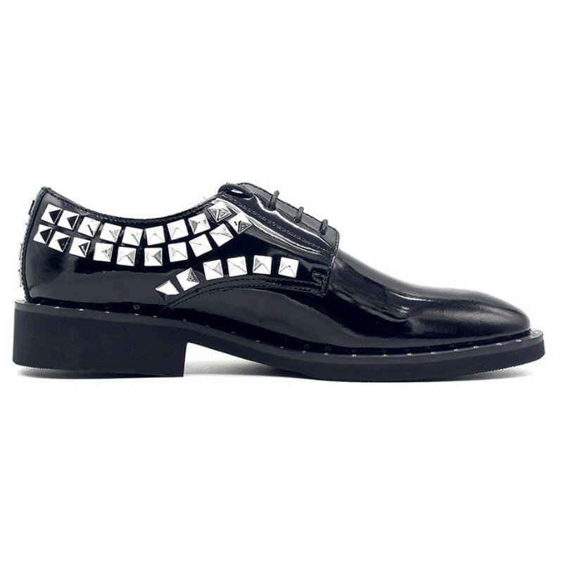 Новинка 2019, туфли дерби с заклепками, итальянские кожаные туфли для мужчин, черные классические туфли ручной работы на шнуровке, повседневные деловые туфли, женская обувь