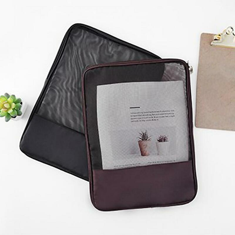 Bolsa de documentos com zíper translúcido, bolsa de nylon para estudante com design compacto, bolsa de jardim