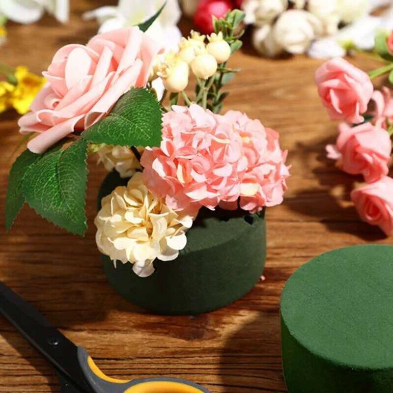 10Pcs Wedding Aisle DIY Craft Floral Arrangement Water-Absorbing Home Garden Green Flower Foam Fresh-Keeping Round Brick