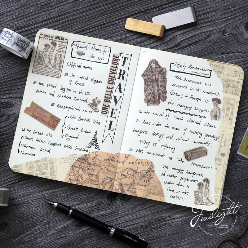 Washi Tape de papel gótico Vintage, letras de amor del alfabeto, mapa del mundo, diario de periódicos, cintas adhesivas, pegatina A6159
