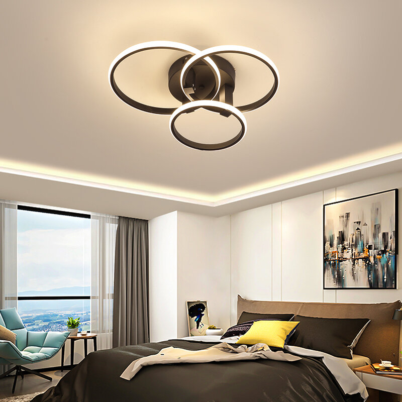 NEO Gleam-lámpara de techo moderna con anillos circulares, luces led regulables por control remoto, accesorios para sala de estar y dormitorio