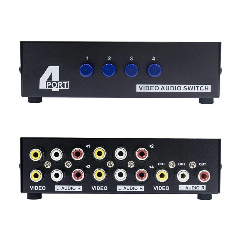 Switch AV a 4 porte Switcher RCA 4 in 1 Out Video composito L/R selettore Audio Box per console di gioco DVD STB
