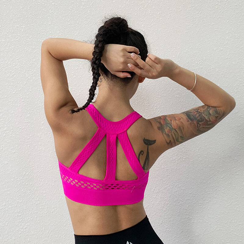 Vrouwen Shockproof Verzameld Ademend Ondergoed Sport Running Workout Schoonheid Terug Yoga Beha Fintess Gym Push Up Oefening Tops