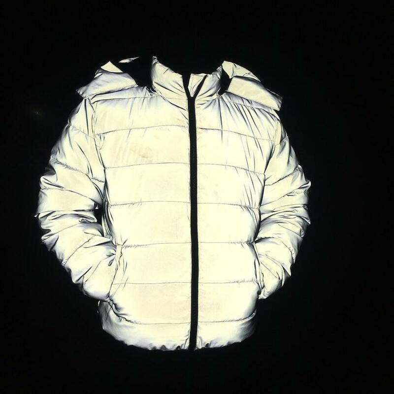 Jaqueta masculina acolchoada de algodão, reflexiva, quente, noctilucida, com capuz, roupas de algodão acolchoadas, inverno, novo, 2022