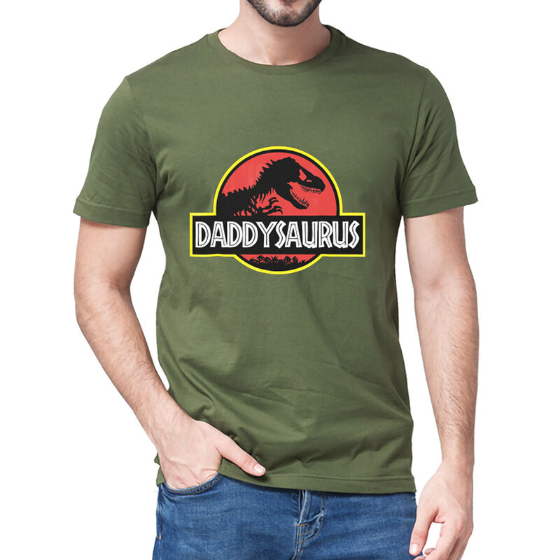 Dinosaurus Vader Saurus Vaderdag Geschenken Grappige Grafische Tee Papa Familie Verjaardagsfeestje Tee Tops Mannen 100% Katoen t-shirt