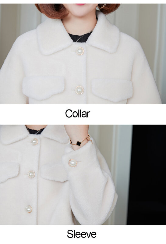 Nova chegada casaco de lã real feminino jaqueta de lã de lã de ovelha de inverno casacos
