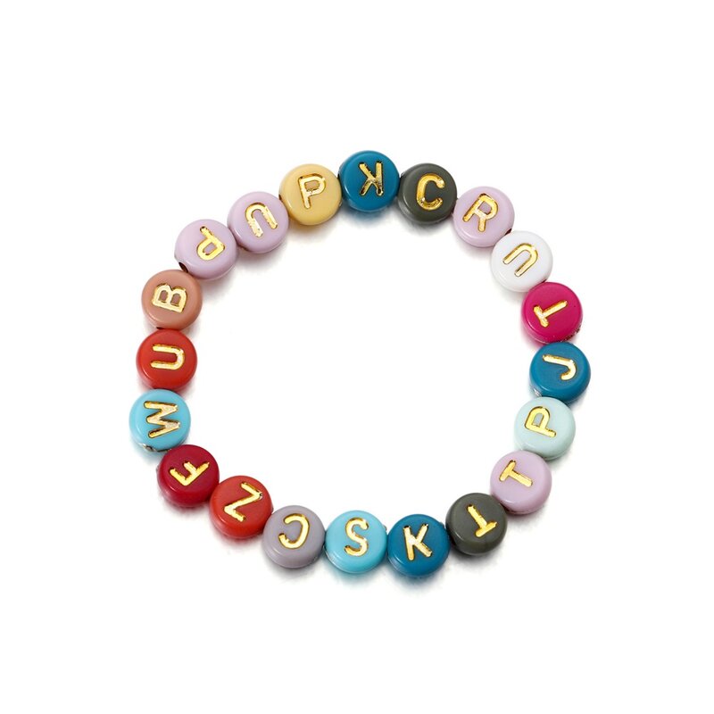 100-500 pièces/sac 7mm acrylique lettre perle Alphabet rond plat perles en vrac à la main pour bricolage Bracelet fabrication de bijoux accessoires