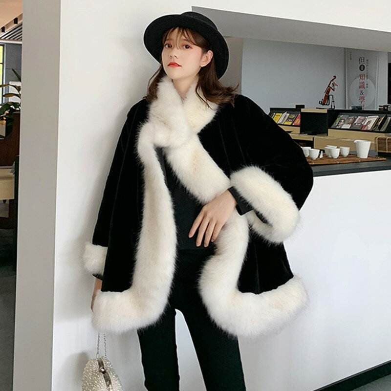 YAGENZ-abrigo de piel de zorro de imitación para Mujer, Chaqueta gruesa y cálida, elegante, a la moda, para invierno, S-3XL, 630