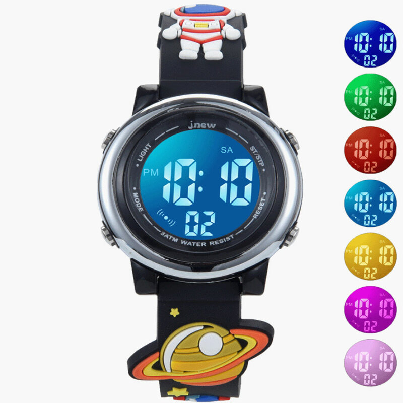 3D Starry Sky Cartoon Waterproof Student Multifunctional Sports Electronic Watch Leisure Silicone Strap Boy Girl Clock 2021