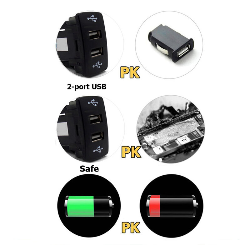 Caricabatteria da Auto USB 12V 24V 2.1A adattatore di alimentazione per presa Usb per Auto per ricarica di telefoni cellulari 2 porte USB accessori per Auto parti interne