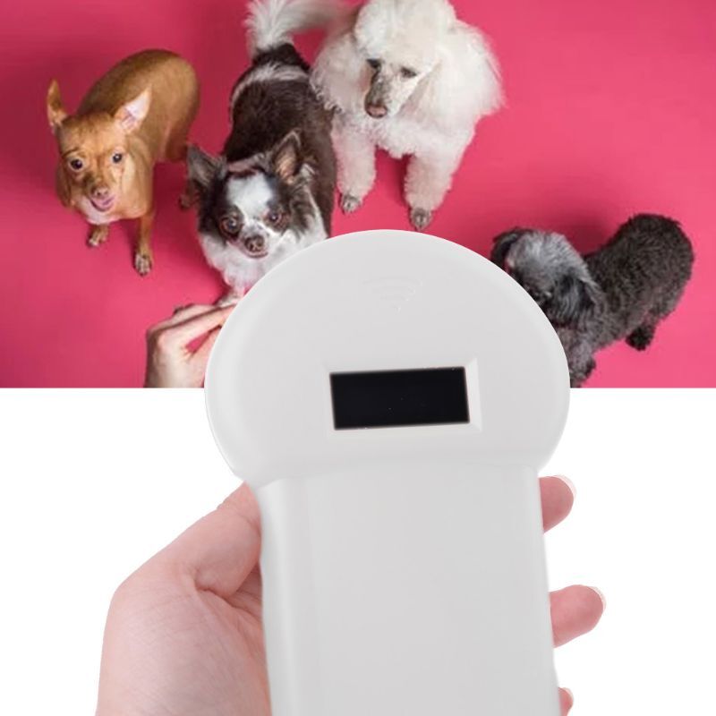 Pemindai Pembaca Chip Hewan Peliharaan Portabel Genggam Pembaca Pengenalan Microchip Hewan untuk Transponder Anjing Kucing Dalam Casing Berbantalan