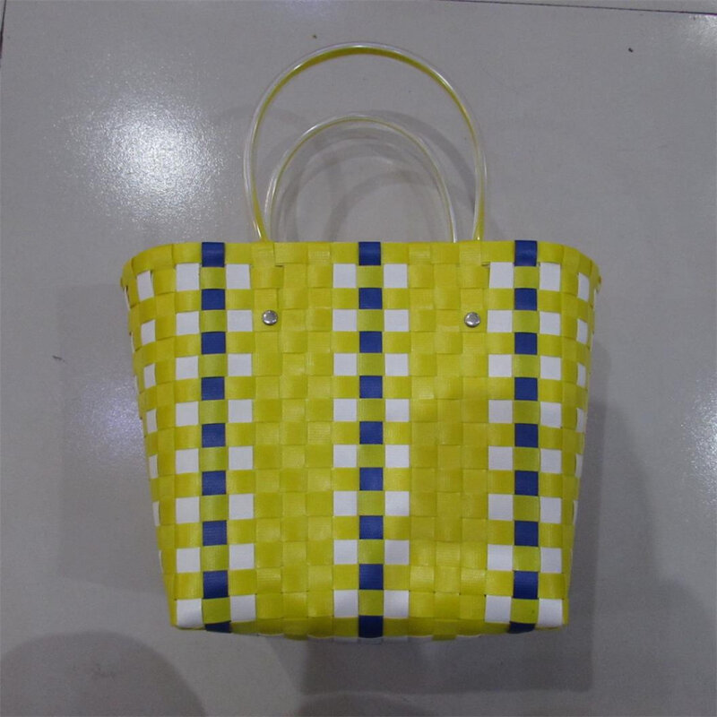 Bolsa de ombro com painéis de estrela feminina verão pvc tecido cesta bolsas femininas alça superior bolsa de praia 2020