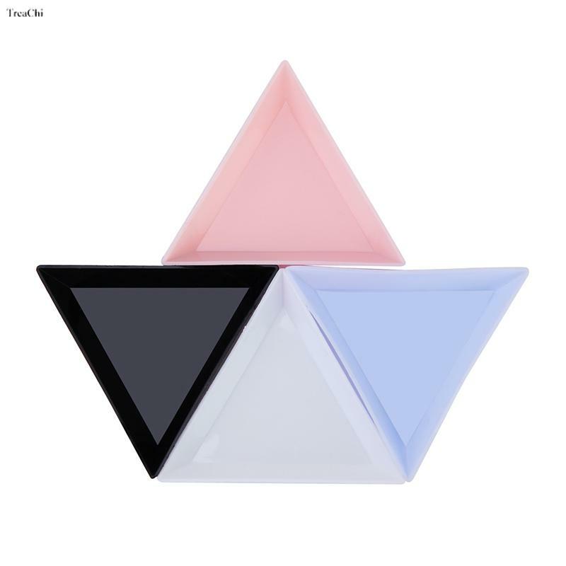 Triângulo Placa Plástica para Nail Jewelry, Beads Organizer, Rhinestone Diamond Storage, Display Tray, 7x2.5cm, 5 Pcs, 10Pcs