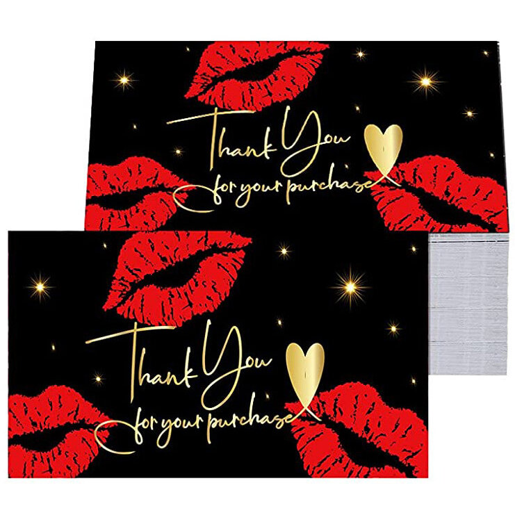 10-50 Stuks Dank U Voor Ondersteunende Mijn Kleine Busines Kaart Rode Lippen Kus Liefde 2 * 3.5in Bakken diy Verpakking Bloem Cadeaupapier Card