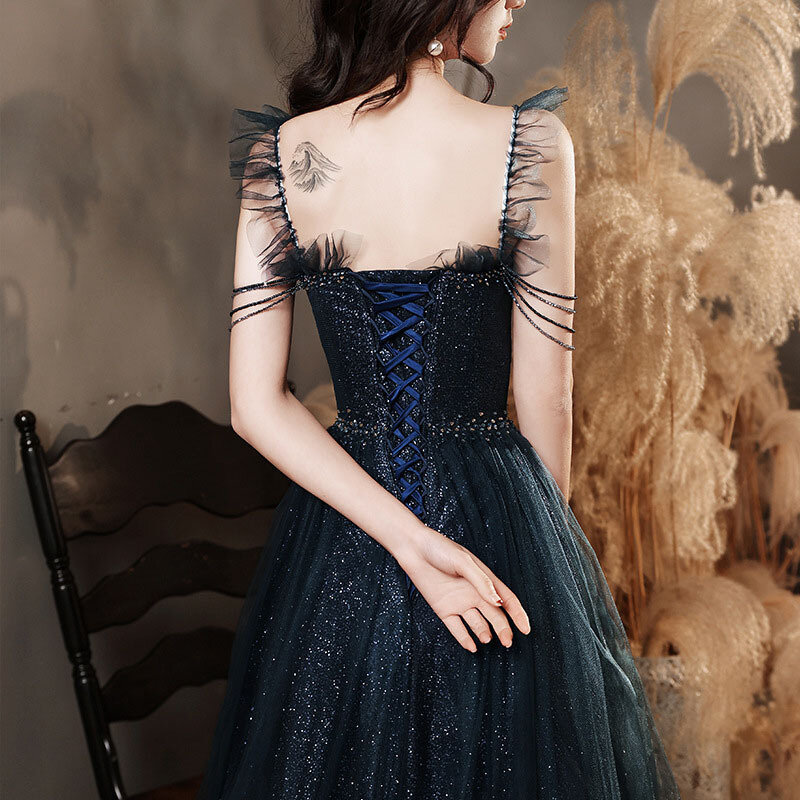 Women's Celebrity Dresses Strapless Lace-Up Backless Elegant Party Gowns Sequined Appliques Sequined Sleeveless Pageant Dress