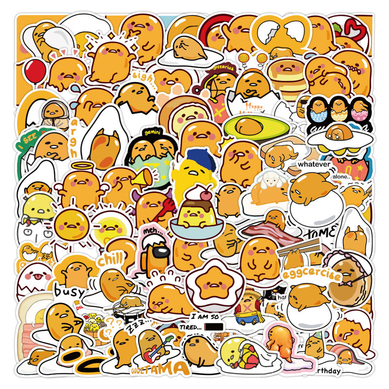 10/30/50PCS 새로운 어린이 만화 귀여운 게으른 계란 낙서 스티커 노트북 스쿠터 트롤리 케이스 장식 스티커 도매