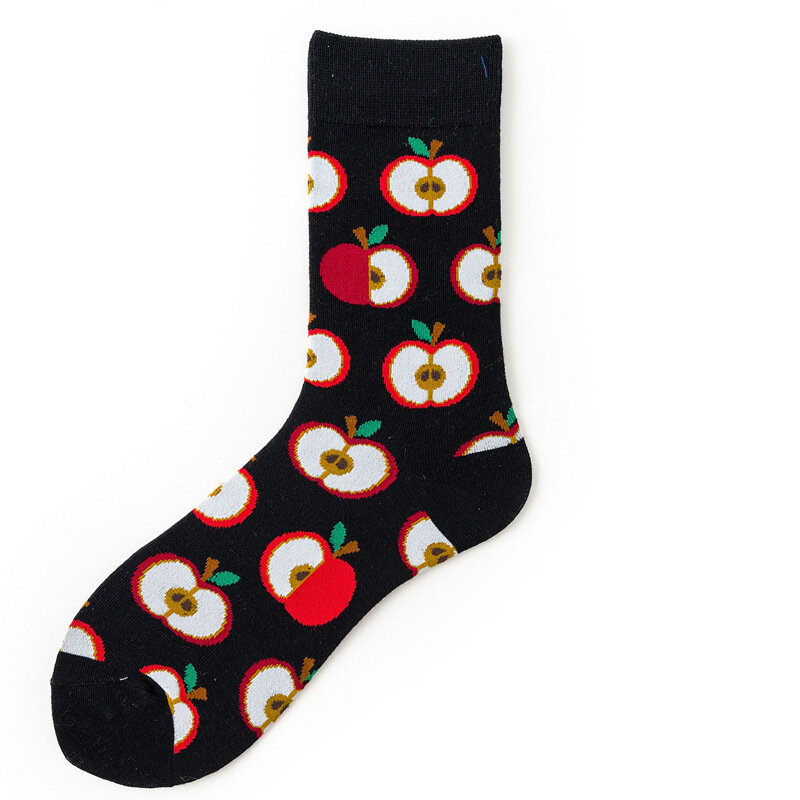 1 пара носков, носки с фруктами, цветные женские модные носки из хлопка с принтом авокадо, суши, яблока, гамбургера, Harajuku, Calcetines Mujer