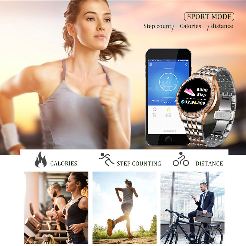 Reloj inteligente LIGE para mujer, rastreador de Fitness, podómetro resistente al agua, Monitor de ritmo cardíaco y presión arterial para android ios, reloj inteligente deportivo