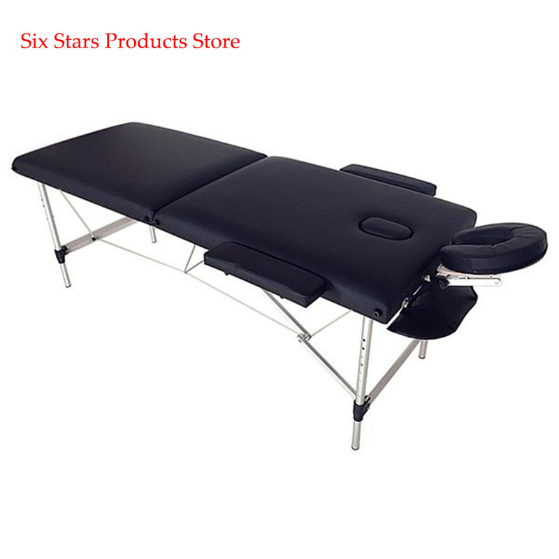 186cm*60cm*63cm Beauty Bed 2 Sections Folding Portable SPA Bodybuilding Massage Table Black Beauty Table Bed Beauty Salon