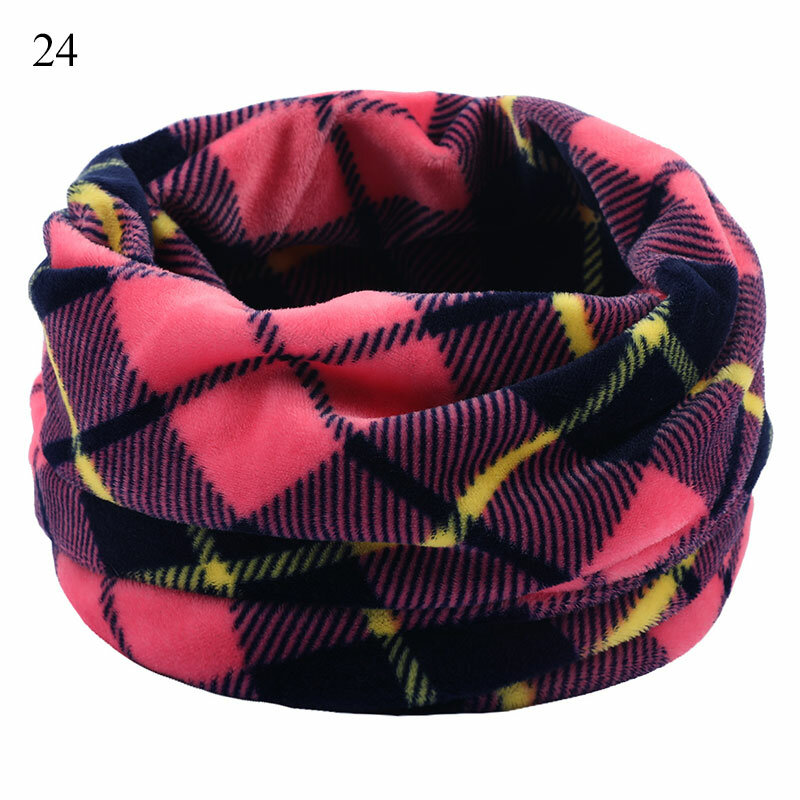 Women Men Fashion Winter Warm Scarf Plaid Print Chunky Cable Knit Wool Snood Infinity Neck Warmer Cowl Collar Circle Scarf