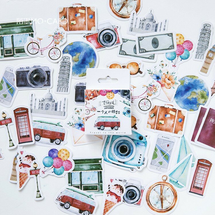 Pegatinas de papel de chica Kawaii Diy, pegatinas de viaje Vintage románticas para decoración de diario, álbum de recortes, 46 unids/lote por bolsa
