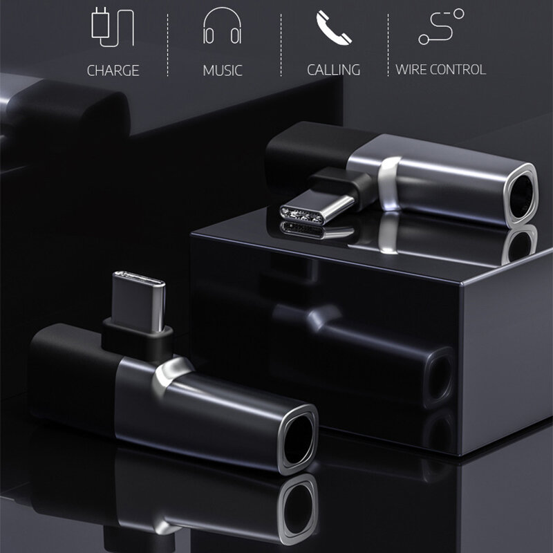 UTHAI C61 C타입-3.5mm 오디오 충전 어댑터, 맥북 안드로이드 컨버터용, 고속 충전 미니 사이즈 USB C 음악 어댑터, 2 in 1