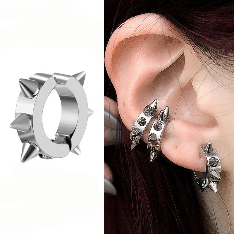 1Pc orecchini a Clip per orecchio indolore in acciaio inossidabile color acciaio Punk per uomo/donna Street Pop orecchini finti Non penetranti regalo di gioielli
