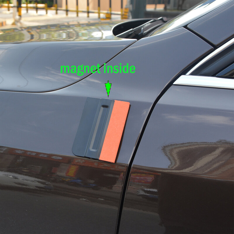 FOSHIO-Película de fibra de carbono para coche, escurridor magnético de vinilo, tinte para ventana, raspador magnético con envoltura de fieltro de gamuza sin arañazos