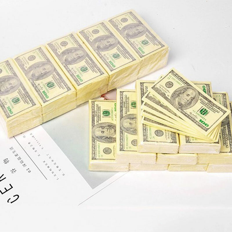 10 шт., креативная смешная 100 долларов деньги бумажные салфетки с рисунком Толстая 3 слоя туалет для ванной карманные салфетки вечерние поставки