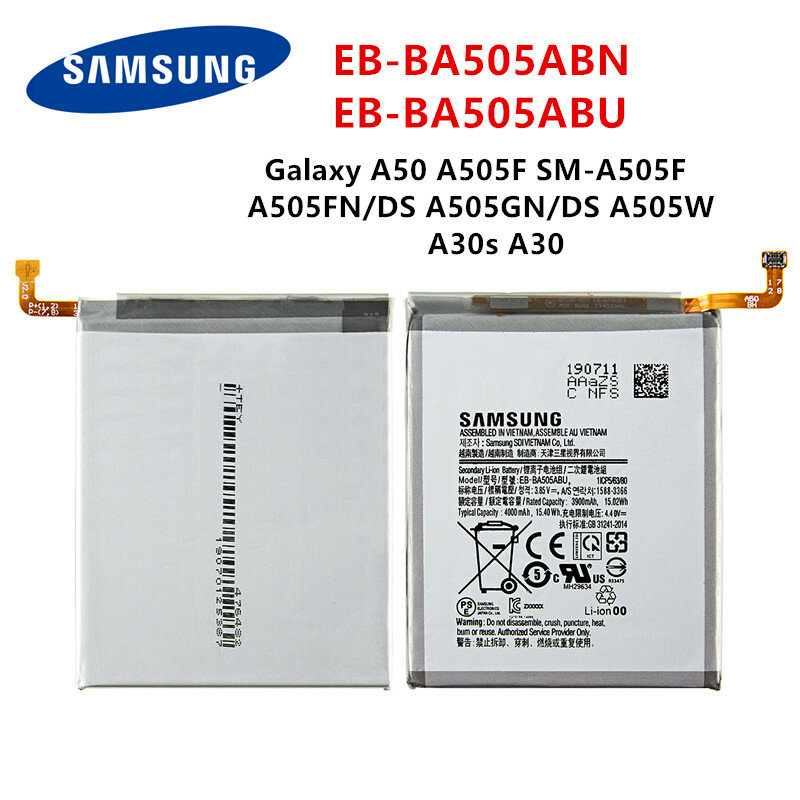 Оригинальный аккумулятор SAMSUNG, аккумулятор для SAMSUNG Galaxy A50, A505F, A505FN/DS/GN, A505W, A30s, A30, с питанием от 1 до 4 лет, Аккумулятор Емкостью 4000 мА/ч, для SAMSUNG ...